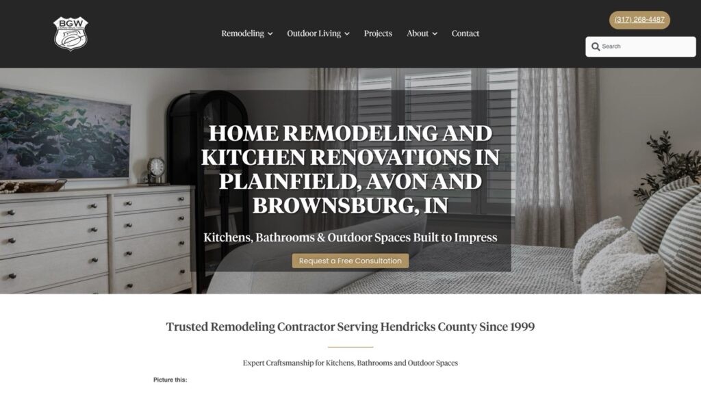 Website screenshot from the BGW Construction LLC portfolio project
