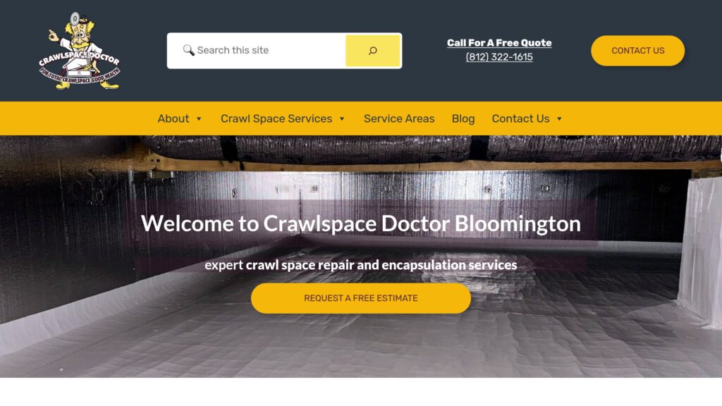 Website screenshot from the Crawlspace Doctor Bloomington portfolio project