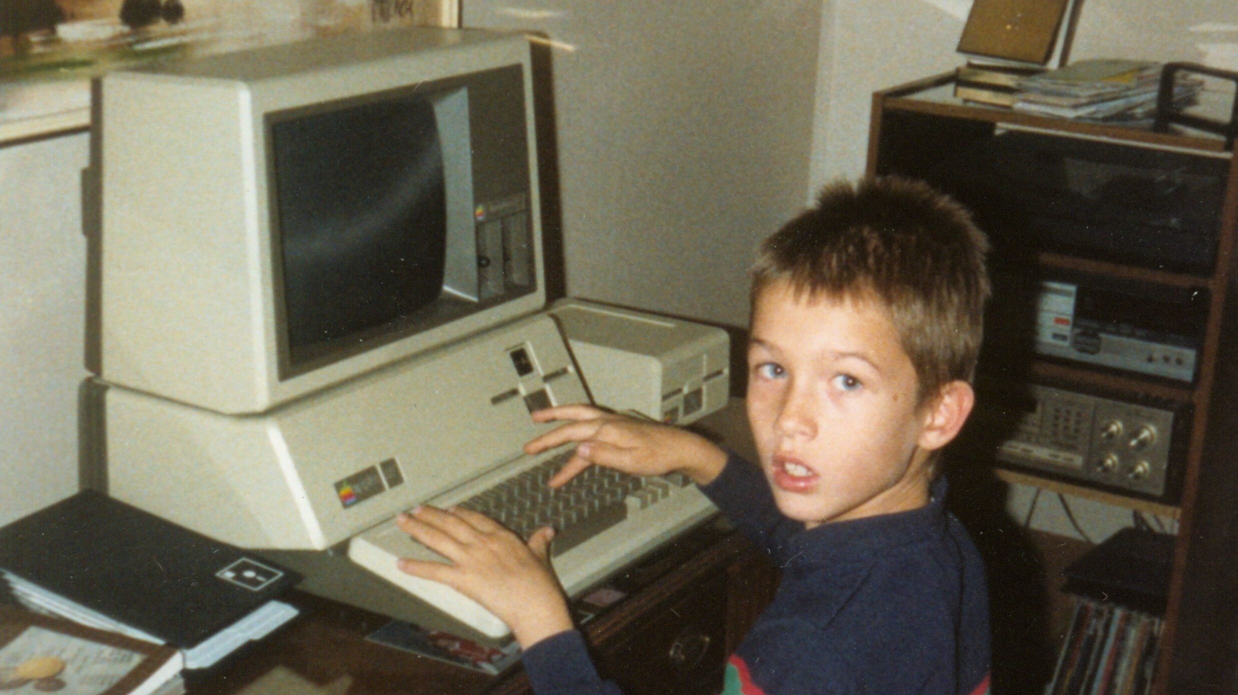 David Martin in '88 with his first computer, the Apple III