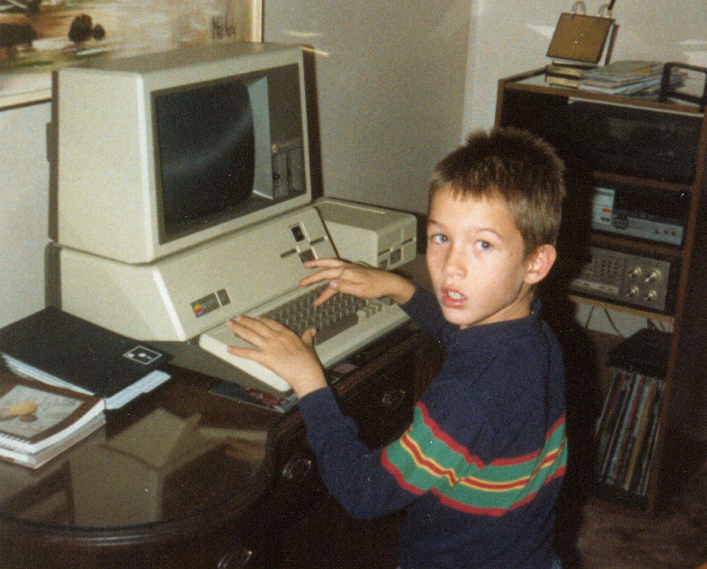 David Martin with his first computer, an Apple III in 1988
