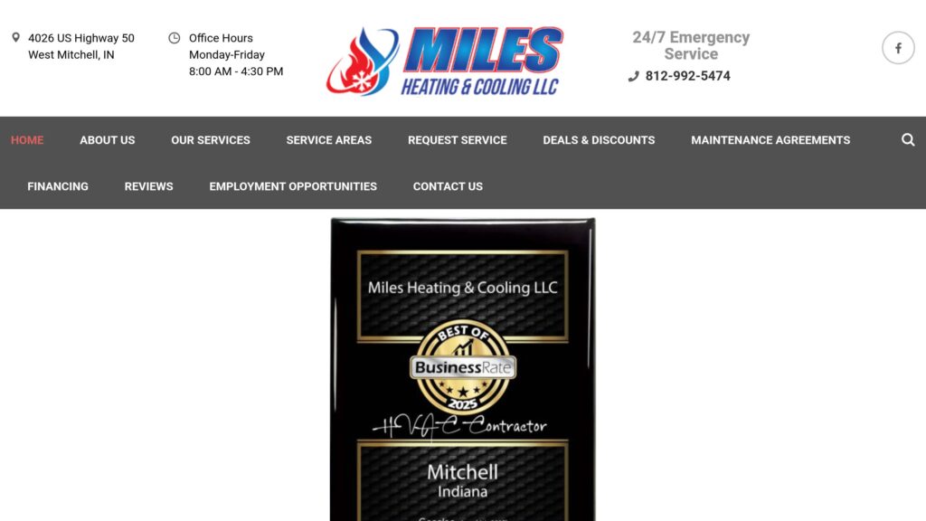 Website screenshot from the Miles Heating & Cooling portfolio project
